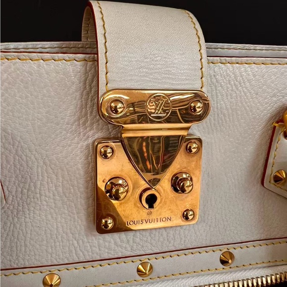 Louis Vuitton Cream Satchel with Gold Accents - Picture 12 of 16